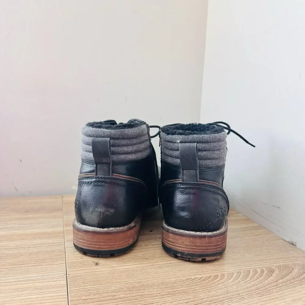 Buckle Black Leather Lace Up Ankle Booties Women’s Size 10